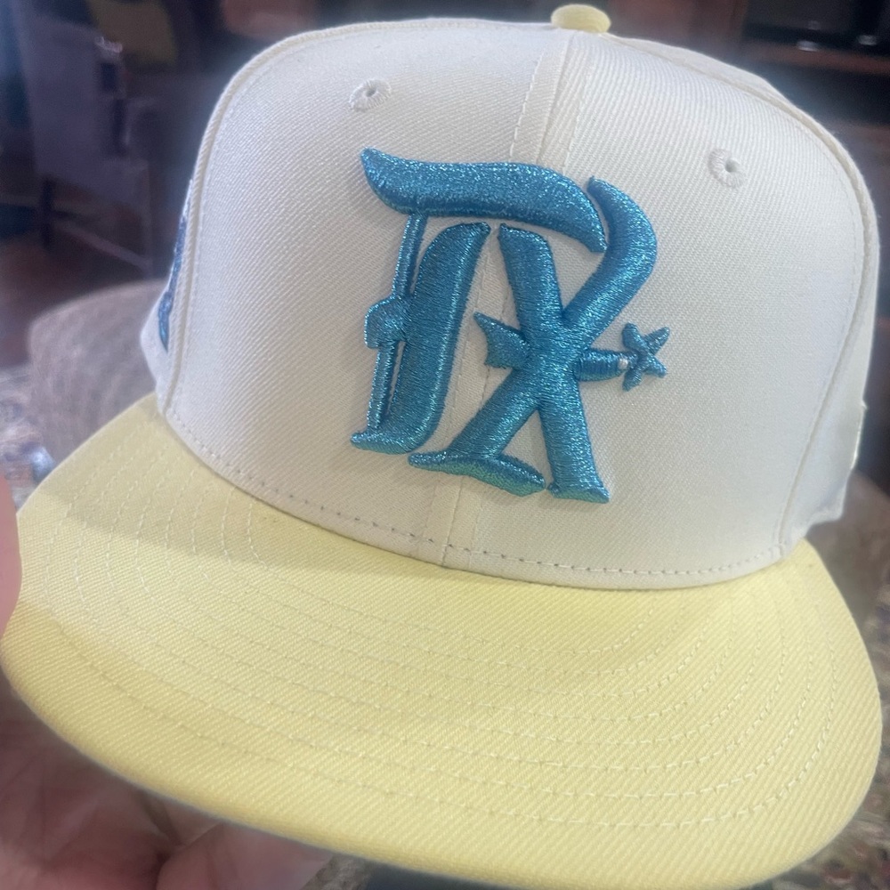 Cream and Yellow Cap with Blue Logo